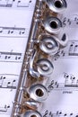 Silver flute instrument Royalty Free Stock Photo