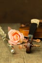 Silver flute and violin Royalty Free Stock Photo