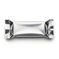 Silver foil candy bar wrapper isolated on white background Royalty Free Stock Photo