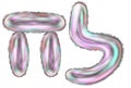 Silver foil inflatable toys font Hebrew letters balloons. 3d illustration of a realistic letter Cheth and Lamed isolated