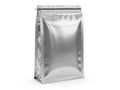 Blank Silver Metallic Foil Sachet Mockup: Small Small Packet Template for Food Royalty Free Stock Photo