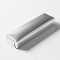 Silver Foil Wrapped Rectangular Object on a White Background wrapper metallic Royalty Free Stock Photo