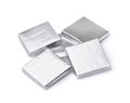 Silver foil wrapped square chocolate bars Royalty Free Stock Photo