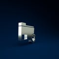 Silver Folder settings with gears icon isolated on blue background. Software update, transfer protocol, teamwork tool