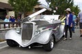 Silver 1933 Ford Roadster Street Rod at the auto show