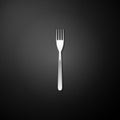 Silver Fork icon isolated on black background. Long shadow style. Vector Royalty Free Stock Photo