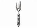 Silver Fork with an Ornate Handle on a White Background Studio Shot Royalty Free Stock Photo