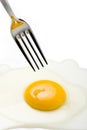 Silver Fork Pricking Broken Egg Royalty Free Stock Photo
