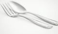 Elegant Silver Fork and Spoon on White Background Royalty Free Stock Photo