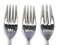 Silver forks with MR.,Mrs and Other Royalty Free Stock Photo
