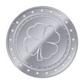 Silver four leaf clover coin with stars Royalty Free Stock Photo