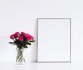 Silver frame on white furniture, luxury home decor and design for mockup, poster print and printable art, online shop