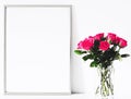 Silver frame on white furniture, luxury home decor and design for mockup, poster print and printable art, online shop