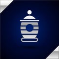 Silver Funeral urn icon isolated on dark blue background. Cremation and burial containers, columbarium vases, jars and Royalty Free Stock Photo