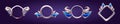 Silver game frames, medieval ui or gui borders set