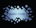 Silver game over geometric background from cubes. 3d render