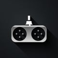 Silver Gamepad icon isolated on black background. Game controller. Long shadow style. Vector Illustration Royalty Free Stock Photo