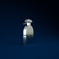 Silver Garden sprayer for water, fertilizer, chemicals icon isolated on blue background. Minimalism concept. 3d