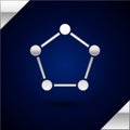 Silver Geometric figure Pentagonal prism icon isolated on dark blue background. Abstract shape. Geometric ornament Royalty Free Stock Photo