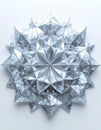 Silver Geometric Starburst Pattern Against White Background With Sharp Details Royalty Free Stock Photo