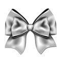 Silver gift bow isolated on white background Royalty Free Stock Photo