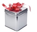 Silver gift box Royalty Free Stock Photo