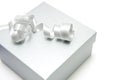 Silver gift box Royalty Free Stock Photo