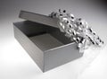 Silver gift box with bow Royalty Free Stock Photo