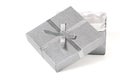 Silver gift box and bow Royalty Free Stock Photo