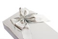 Silver gift box and bow