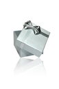 Silver Gift Box On White Background