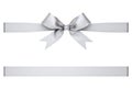 Silver gift ribbon bow isolated on white background