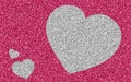 Silver giltter heart on pink glitter