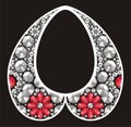 Silver glamor rich necklace female with red precious stones, fashion print t-shirt shine from brilliant stones,gift for