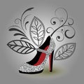 Silver glamor shoe Royalty Free Stock Photo