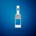 Silver Glass bottle of vodka icon isolated on blue background. Vector Royalty Free Stock Photo