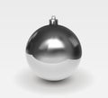 Silver glass christmas tree ball with patches of light isolated on white background Royalty Free Stock Photo