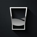 Silver Glass of vodka icon isolated on black background. Long shadow style. Vector Illustration. Royalty Free Stock Photo