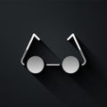 Silver Glasses icon isolated on black background. Eyeglass frame symbol. Long shadow style. Vector Illustration Royalty Free Stock Photo