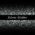 Silver glitter background. Silver sparkles on black background. Royalty Free Stock Photo