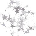 Silver glitter falling stars. Silver sparkle star on white background. Vector template for New Royalty Free Stock Photo