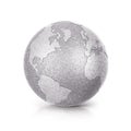 Silver Glitter globe 3D illustration North and South America map Royalty Free Stock Photo