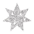 Silver glitter seven-pointed star isolated on a white background. Royalty Free Stock Photo