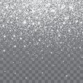 Silver glitter sparkle on a transparent background. Vibrant background with twinkle lights. Vector illustration Royalty Free Stock Photo