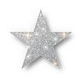 Silver glitter star vector isolated. Silver sparkle luxury design element isolated. Icon of star isolated. New Year s