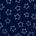 Silver glitter stars on dark background seamless pattern Royalty Free Stock Photo