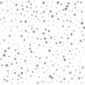 Silver glitter stars falling from the sky on white background. A Royalty Free Stock Photo