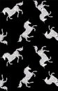 Silver glitter unicorn seamless pattern on black