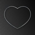 Silver glowing heart shape frame with shadow Royalty Free Stock Photo