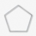 Silver glowing pentagon shape frame with shadow Royalty Free Stock Photo